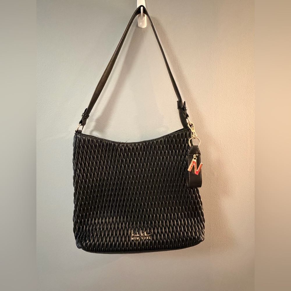 Nicole Miller New York Woven Shoulder Bag – Black